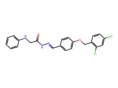 2-anilino-N-[[4-[(2,4-dichlorophenyl)methoxy]phenyl]methylideneamino]acetamide structure