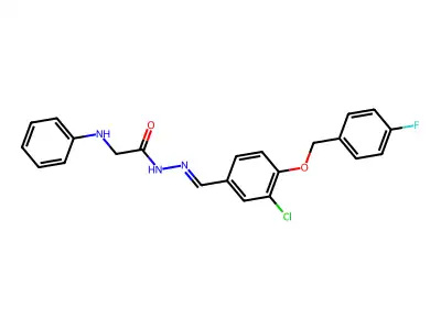 2-anilino-N-[[3-chloro-4-[(4-fluorophenyl)methoxy]phenyl]methylideneamino]acetamide structure