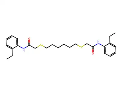 2-((6-((2-(2-Ethylanilino)-2-oxoethyl)sulfanyl)hexyl)sulfanyl)-N-(2-ethylphenyl)acetamide structure
