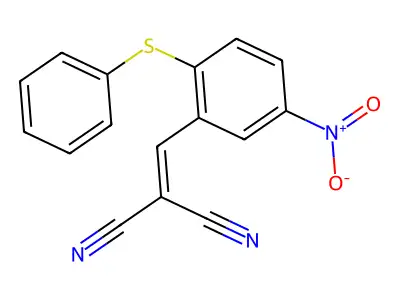 2-{[5-Nitro-2-(phenylsulfanyl)phenyl]methylene}malononitrile structure