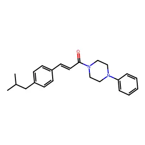 3-[4-(2-Methylpropyl)phenyl]-1-(4-phenylpiperazin-1-yl)prop-2-en-1-one structure