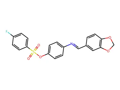 4-{[(E)-1,3-benzodioxol-5-ylmethylidene]amino}phenyl 4-fluorobenzenesulfonate structure