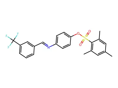 4-({[3-(trifluoromethyl)phenyl]methylene}amino)phenyl 2,4,6-trimethylbenzenesulfonate structure