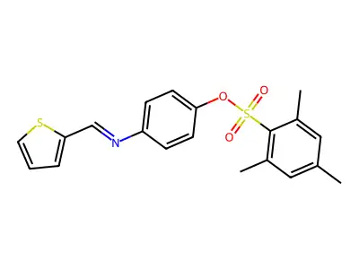 [4-(Thiophen-2-ylmethylideneamino)phenyl] 2,4,6-trimethylbenzenesulfonate structure