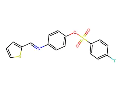 [4-(Thiophen-2-ylmethylideneamino)phenyl] 4-fluorobenzenesulfonate structure