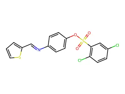[4-(Thiophen-2-ylmethylideneamino)phenyl] 2,5-dichlorobenzenesulfonate structure