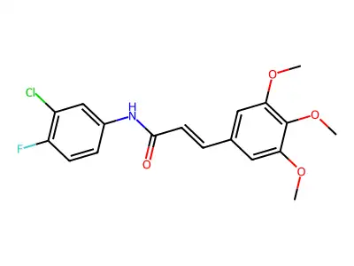 N-(3-chloro-4-fluoro-phenyl)-3-(3,4,5-trimethoxyphenyl)prop-2-enamide structure