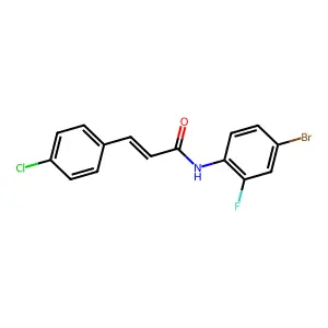 N-(4-bromo-2-fluorophenyl)-3-(4-chlorophenyl)prop-2-enamide structure