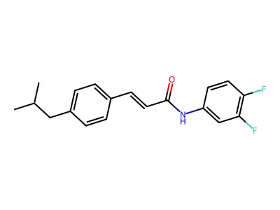 N-(3,4-difluorophenyl)-3-[4-(2-methylpropyl)phenyl]prop-2-enamide structure