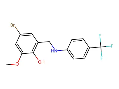 4-Bromo-2-methoxy-6-{[4-(trifluoromethyl)anilino]methyl}benzenol structure