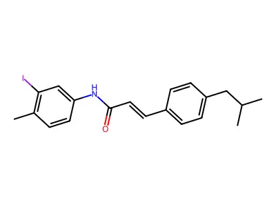 N-(3-iodo-4-methylphenyl)-3-[4-(2-methylpropyl)phenyl]prop-2-enamide structure