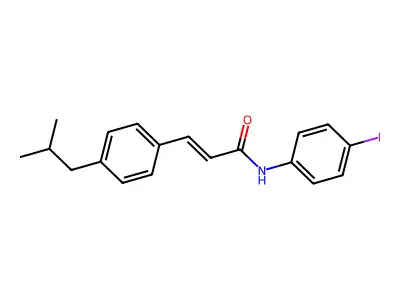 N-(4-iodophenyl)-3-[4-(2-methylpropyl)phenyl]prop-2-enamide structure