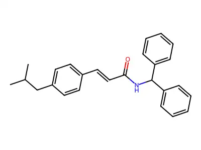 N-benzhydryl-3-[4-(2-methylpropyl)phenyl]prop-2-enamide structure
