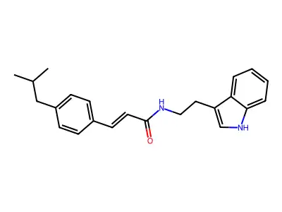 N-[2-(1H-indol-3-yl)ethyl]-3-[4-(2-methylpropyl)phenyl]prop-2-enamide structure