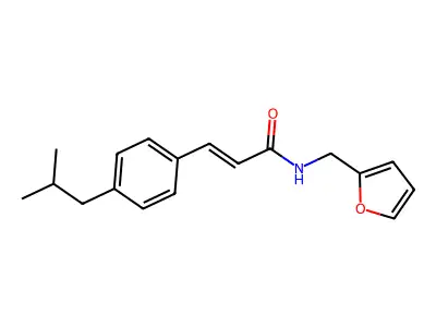 N-(furan-2-ylmethyl)-3-[4-(2-methylpropyl)phenyl]prop-2-enamide structure