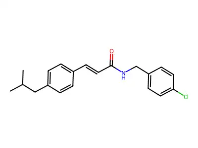 N-[(4-chlorophenyl)methyl]-3-[4-(2-methylpropyl)phenyl]prop-2-enamide structure