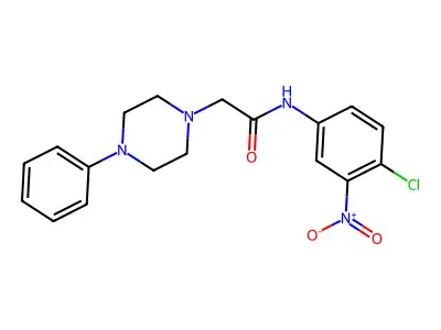 N-(4-chloro-3-nitrophenyl)-2-(4-phenylpiperazino)acetamide structure