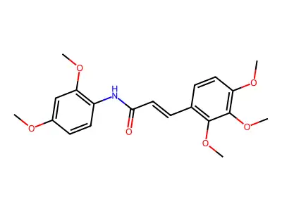 N-(2,4-dimethoxyphenyl)-3-(2,3,4-trimethoxyphenyl)prop-2-enamide structure