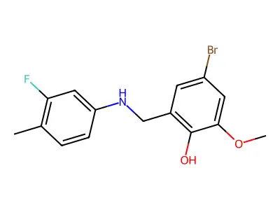 4-Bromo-2-{[(3-fluoro-4-methylphenyl)amino]methyl}-6-methoxyphenol structure