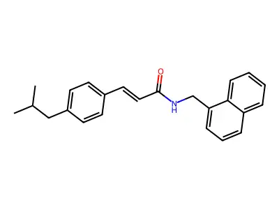 3-[4-(2-methylpropyl)phenyl]-N-(naphthalen-1-ylmethyl)prop-2-enamide structure