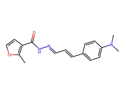 N-[3-[4-(dimethylamino)phenyl]prop-2-enylideneamino]-2-methylfuran-3-carboxamide structure