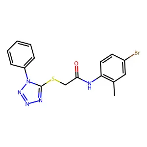 N-(4-bromo-2-methylphenyl)-2-[(1-phenyl-1H-1,2,3,4-tetrazol-5-yl)sulfanyl]acetamide structure