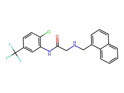 N-[2-chloro-5-(trifluoromethyl)phenyl]-2-[(1-naphthylmethyl)amino]acetamide structure
