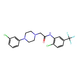 N-[2-chloro-5-(trifluoromethyl)phenyl]-2-[4-(3-chlorophenyl)piperazin-1-yl]acetamide structure