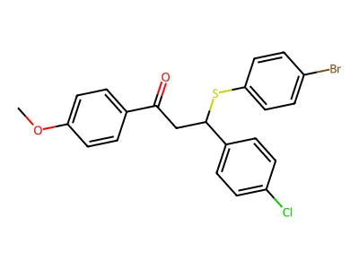 3-[(4-Bromophenyl)sulfanyl]-3-(4-chlorophenyl)-1-(4-methoxyphenyl)-1-propanone structure