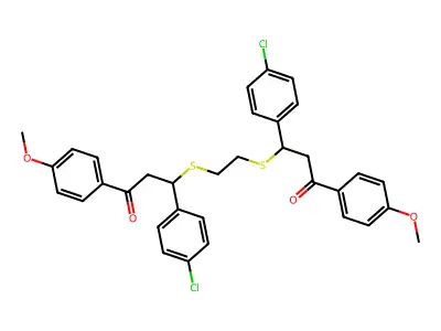 3-(4-chlorophenyl)-3-[(2-{[1-(4-chlorophenyl)-3-(4-methoxyphenyl)-3-oxopropyl]sulfanyl}ethyl)sulfanyl]-1-(4-methoxyphenyl)-1-propanone structure