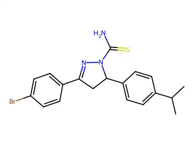 3-(4-bromophenyl)-5-(4-isopropylphenyl)-4,5-dihydro-1H-pyrazole-1-carbothioamide structure