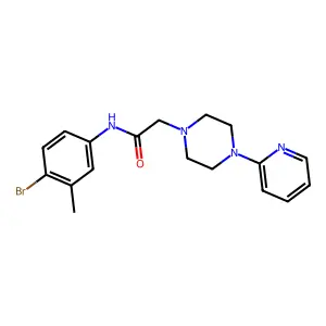 N-(4-bromo-3-methylphenyl)-2-[4-(2-pyridinyl)piperazino]acetamide structure