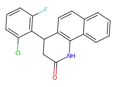 4-(2-chloro-6-fluorophenyl)-3,4-dihydrobenzo[h]quinolin-2(1H)-one structure