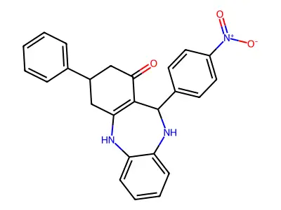 11-(4-nitrophenyl)-3-phenyl-2,3,4,5,10,11-hexahydro-1H-dibenzo[b,e][1,4]diazepin-1-one structure