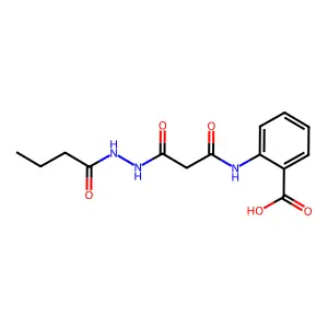 2-{[3-(2-Butanoylhydrazinyl)-3-oxopropanoyl]amino}benzoic acid structure