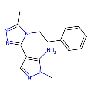 1-methyl-4-(5-methyl-4-phenethyl-4H-1,2,4-triazol-3-yl)-1H-pyrazol-5-amine structure