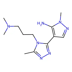 4-{4-[3-(dimethylamino)propyl]-5-methyl-4H-1,2,4-triazol-3-yl}-1-methyl-1H-pyrazol-5-amine structure