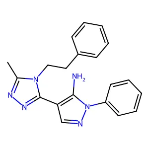 4-(5-methyl-4-phenethyl-4H-1,2,4-triazol-3-yl)-1-phenyl-1H-pyrazol-5-amine structure