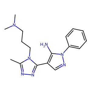 4-{4-[3-(dimethylamino)propyl]-5-methyl-4H-1,2,4-triazol-3-yl}-1-phenyl-1H-pyrazol-5-amine structure