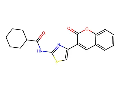 N-(4-(2-oxo-2H-chromen-3-yl)thiazol-2-yl)cyclohexanecarboxamide structure