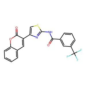 N-[4-(2-oxo-2H-chromen-3-yl)-1,3-thiazol-2-yl]-3-(trifluoromethyl)benzamide structure