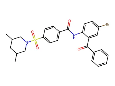 N-(2-benzoyl-4-bromophenyl)-4-((3,5-dimethylpiperidin-1-yl)sulfonyl)benzamide structure