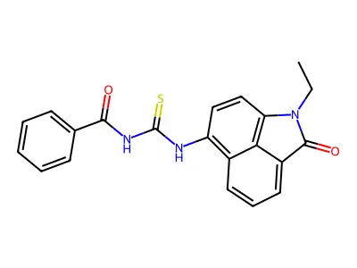 N-((1-ethyl-2-oxo-1,2-dihydrobenzo[cd]indol-6-yl)carbamothioyl)benzamide structure