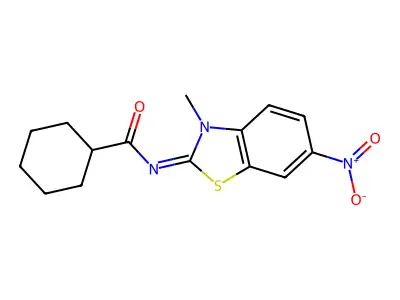 (E)-N-(3-methyl-6-nitrobenzo[d]thiazol-2(3H)-ylidene)cyclohexanecarboxamide structure