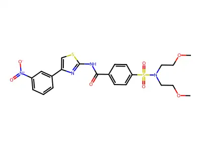 4-[bis(2-methoxyethyl)sulfamoyl]-N-[4-(3-nitrophenyl)-1,3-thiazol-2-yl]benzamide structure
