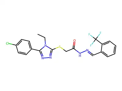 (Z)-2-((5-(4-chlorophenyl)-4-ethyl-4H-1,2,4-triazol-3-yl)thio)-N'-(2-(trifluoromethyl)benzylidene)acetohydrazide structure