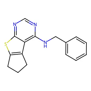 N-benzyl-6,7-dihydro-5H-cyclopenta[4,5]thieno[2,3-d]pyrimidin-4-amine structure