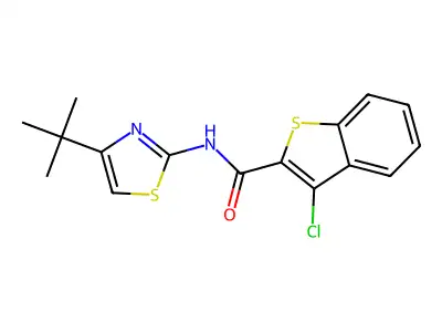 N-(4-tert-butyl-1,3-thiazol-2-yl)-3-chloro-1-benzothiophene-2-carboxamide structure