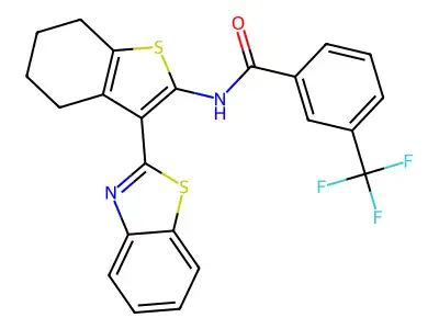 N-[3-(1,3-benzothiazol-2-yl)-4,5,6,7-tetrahydro-1-benzothiophen-2-yl]-3-(trifluoromethyl)benzamide structure