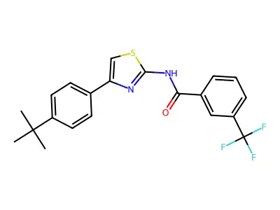 N-[4-(4-tert-butylphenyl)-1,3-thiazol-2-yl]-3-(trifluoromethyl)benzamide structure